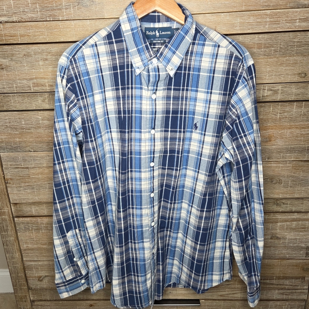 Polo Ralph Lauren Men’s Blue Plaid Long Sleeve Button Down Shirt Classic Fit L